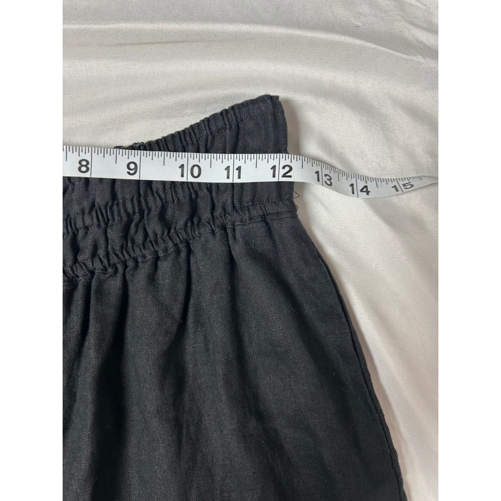 By Anthropologie Black 100% Linen Wide Leg Smocked Elastic Waist Pants XXS - Picture 14 of 16